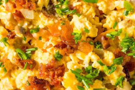 Photo for Homemade Bacon Egg Scramble with Peppers and Toast - Royalty Free Image