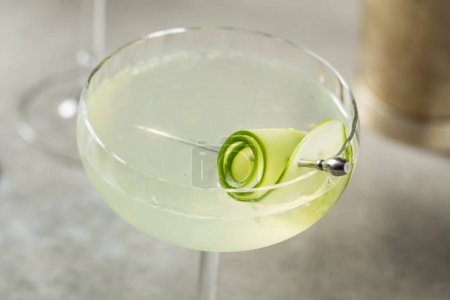 Photo for Cold Boozy Cucumber Martini with Vodka and Vermouth - Royalty Free Image
