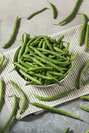 Photo for Organic Raw French Green Beans in a Bowl - Royalty Free Image