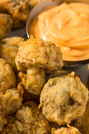 Photo for Homemade Deep Fried Mushrooms with Spicy Mayo - Royalty Free Image