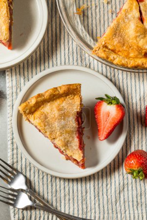 Photo for Sweet Homemade Strawberry Rhubarb Pie for Dessert - Royalty Free Image