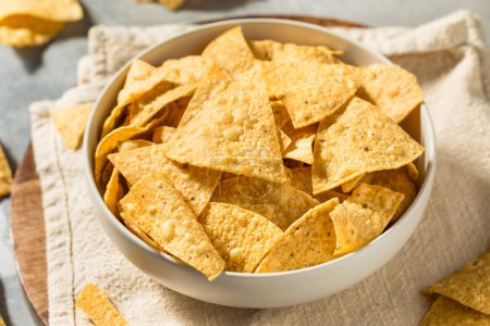Photo for Homemade Triangle Tortilla Corn Chips in a Bowl - Royalty Free Image