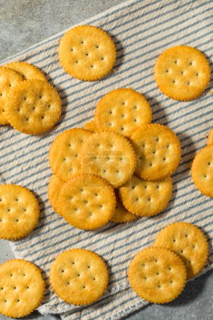 Photo for Round Brown Healthy Crackers with Sea Salt - Royalty Free Image
