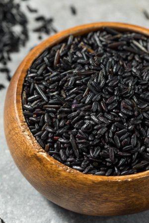 Photo for Organic Dry Black Forbidden Rice in a Bowl - Royalty Free Image
