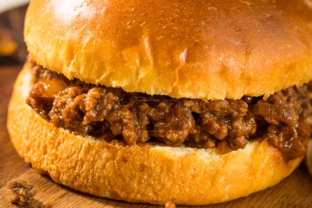 Photo for Homemade BBQ Sloppy Joe Sandwich with Chips - Royalty Free Image