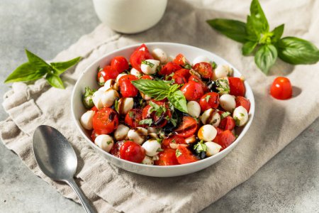 Téléchargez les photos : Salade Caprese santé bio à la mozzarella tomate et basilic - en image libre de droit