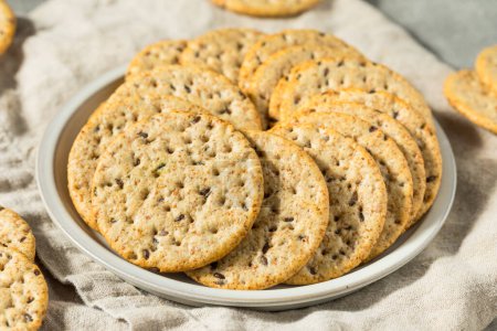 Photo for Homemade Whole Wheat Round Crackers Ready to Eat - Royalty Free Image