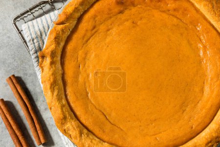 Photo for Homemade Orange Thanksgiving Pumpkin Pie Ready to Eat - Royalty Free Image