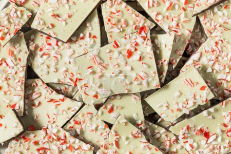 Téléchargez les photos : Écorce de menthe poivrée de Noël maison avec chocolat blanc - en image libre de droit