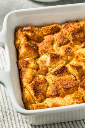 Photo for Homemade Sweet Bread Pudding Ready for Breakfast - Royalty Free Image