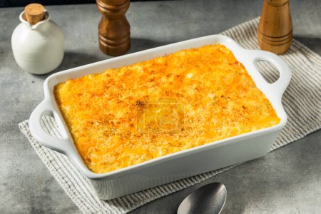 Photo for Homemade Baked Macaroni and Cheese in a Casserole Dish - Royalty Free Image