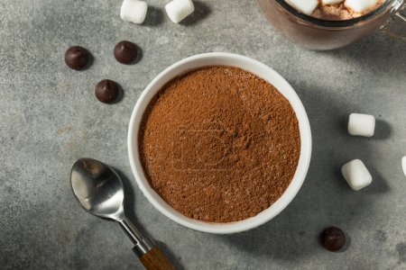 Foto de Mezcla de chocolate de cacao caliente orgánico seco en un tazón - Imagen libre de derechos