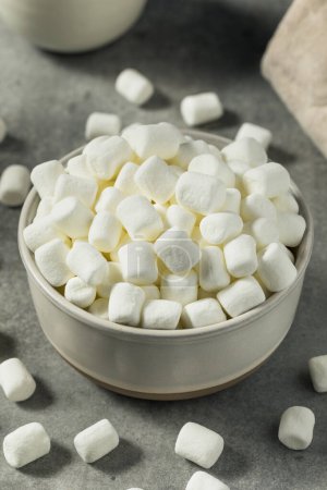 Photo for Dry White Organic Mini Marshmallows in a Bowl - Royalty Free Image