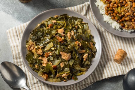 Photo for Southern Organic Collard Greens with Pork and Pepper - Royalty Free Image