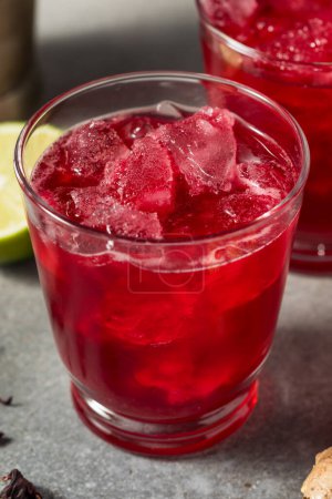 Foto de Bebida fría jamaicana Hibiscus Sorrel Cóctel con ron y hielo - Imagen libre de derechos