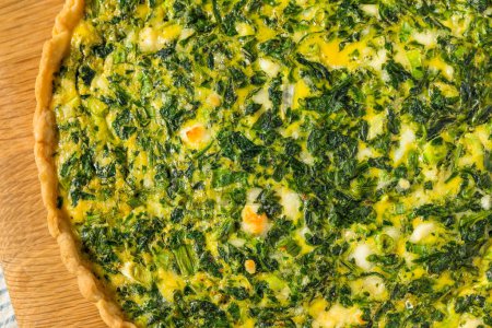 Photo for Homemade French Spinach Quiche Tart wtih Eggs and Feta - Royalty Free Image
