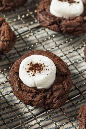 Photo for Homemade Dark Chocolate Hot Cocoa Cookies with Marshmallows - Royalty Free Image