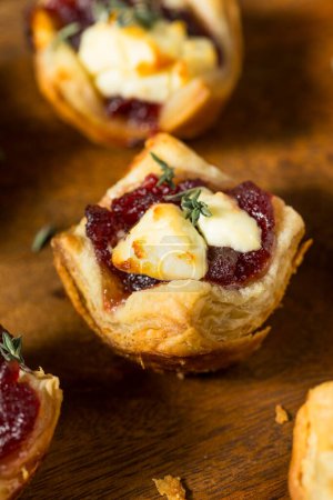 Photo for Cranberry Goat Cheese Puff Pastry Appetizer Bites with Thyme - Royalty Free Image