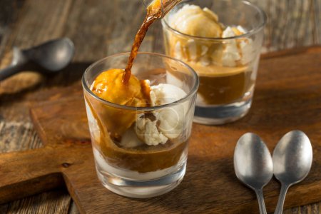 Photo for Frozen Sweet Affogato Coffee Dessert with Ice Cream and Espresso - Royalty Free Image