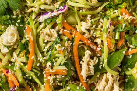 Photo for Raw Organic Asian Crunchy Ramen  Salad with Cabbage and Cilantro - Royalty Free Image