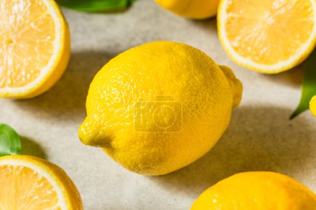 Téléchargez les photos : Citrons jaunes crus sans pépins biologiques en grappe - en image libre de droit