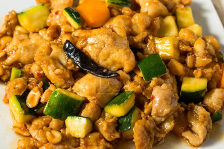 Photo for Chinese Stir Fry Kung Pao Chicken with Peppers and Vegetables - Royalty Free Image
