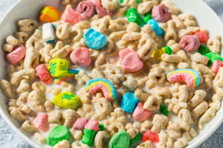 Sweet Sugary Marshmallow Lucky Irish Cereal with Whole Milk