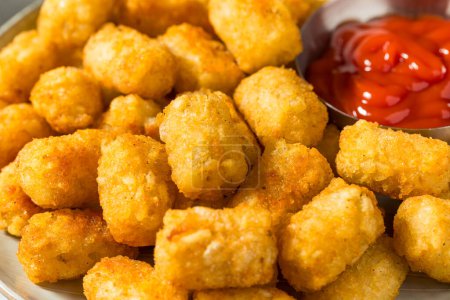 Photo for Homemade Baked Fried Tater Tot Potatoes with Ketchup - Royalty Free Image