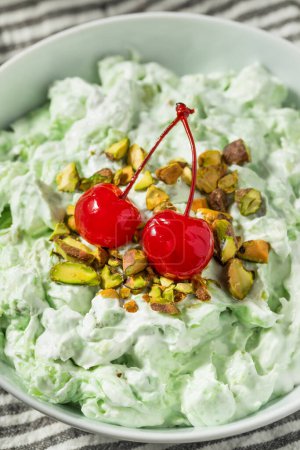 Homemade Pisachio Fluff Watergate Salad with Marshmallows and Pineapple