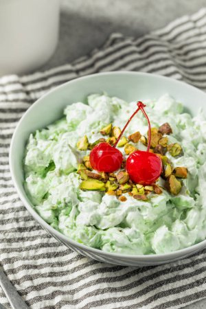 Homemade Pisachio Fluff Watergate Salad with Marshmallows and Pineapple
