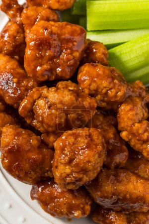 Spicy Boneless Barbecue Chicken Wings with Ranch and Celery