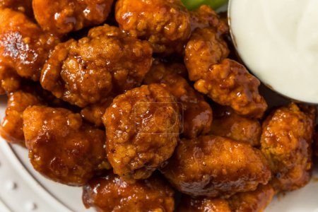 Spicy Boneless Barbecue Chicken Wings with Ranch and Celery
