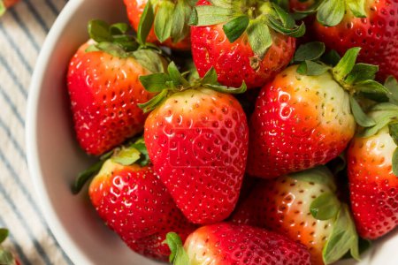 Photo for Organic Raw Red Strawberries in a Bowl - Royalty Free Image