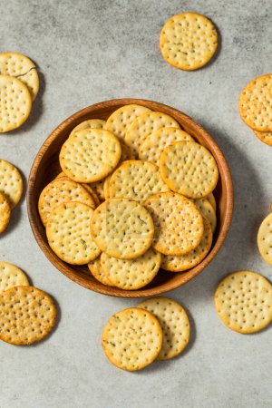 Assorted Round Whole Wheat Crackers in a Bowl