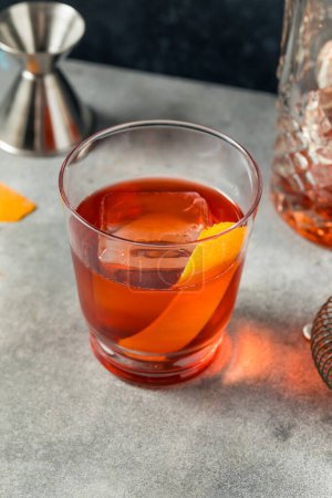 Photo for Refreshing Cold Boozy Boulevardier Cocktail with Bourbon and Orange - Royalty Free Image