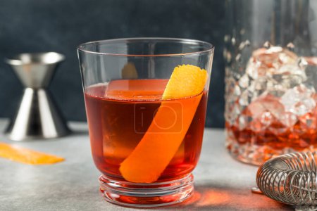 Photo for Refreshing Cold Boozy Boulevardier Cocktail with Bourbon and Orange - Royalty Free Image