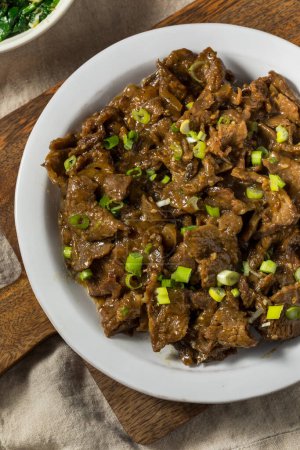 Photo for Spicy Korean Beef Bulgogi with Sauce and Scallions - Royalty Free Image