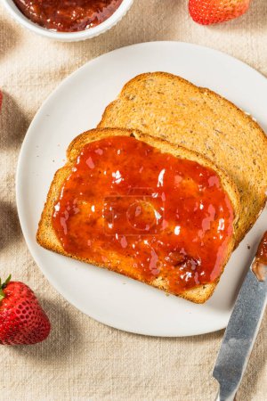 Photo for Healthy Strawberry Jam on Toast for Breakfast - Royalty Free Image