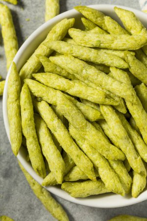 Photo for Fried Snap Pea Crisps Chips with Sea Salt - Royalty Free Image