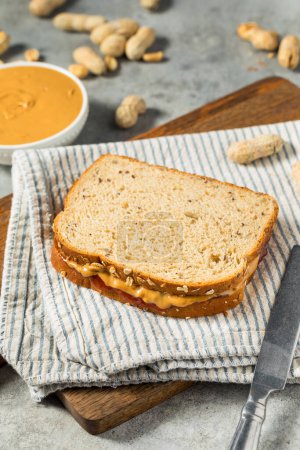 Homemade Peanut Butter and Jelly Sandwich with Whole Wheat Bread