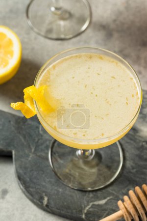 Refreshing Cold Lemon Bees Knees Cocktail with Gin