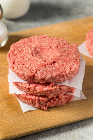 Raw Grass Fed Beef Hamburgers Ready to Cook