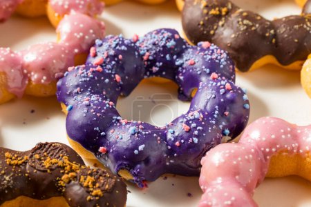 Photo for Colorful Homemade Mochi Donuts in a Box for Breakfast - Royalty Free Image