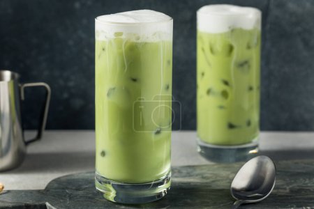Refreshing Cold Foam Iced Matcha Latte with Ice