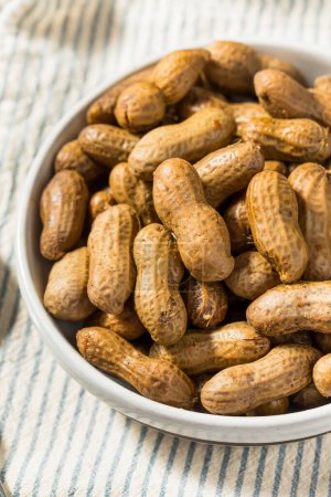 Téléchargez les photos : Cajun méridional épicé cacahuètes bouillies pour une collation dans un bol - en image libre de droit