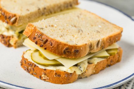 Homemade Creamy PIckle Sandwich with Mayo and Cheese