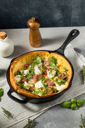 Healthy Homemade Savory Dutch Baby Pancake with Prosciutto and Burrata