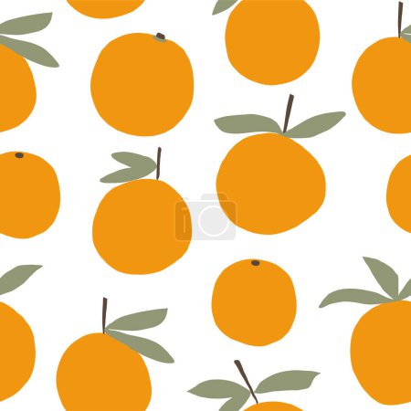 Illustration for Vector seamless pattern with mandarins. Trendy hand drawn textures. Modern abstract design for paper, cover, fabric, interior decor and other users. Vector illustration - Royalty Free Image