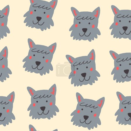 Illustration for Scottish terrier pattern. Dog pattern on light background. Vector illustration - Royalty Free Image