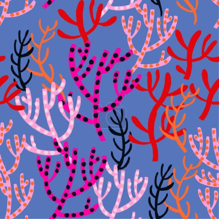 Illustration for Beautiful Hand Drawn corals seamless pattern, underwater background, great for textiles, banner, wallpapers, wrapping - vector design. Vector illustration - Royalty Free Image